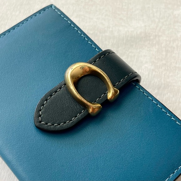 Coach blue tabby gradient card case holder with zipper inside pouch - Picture 3 of 12